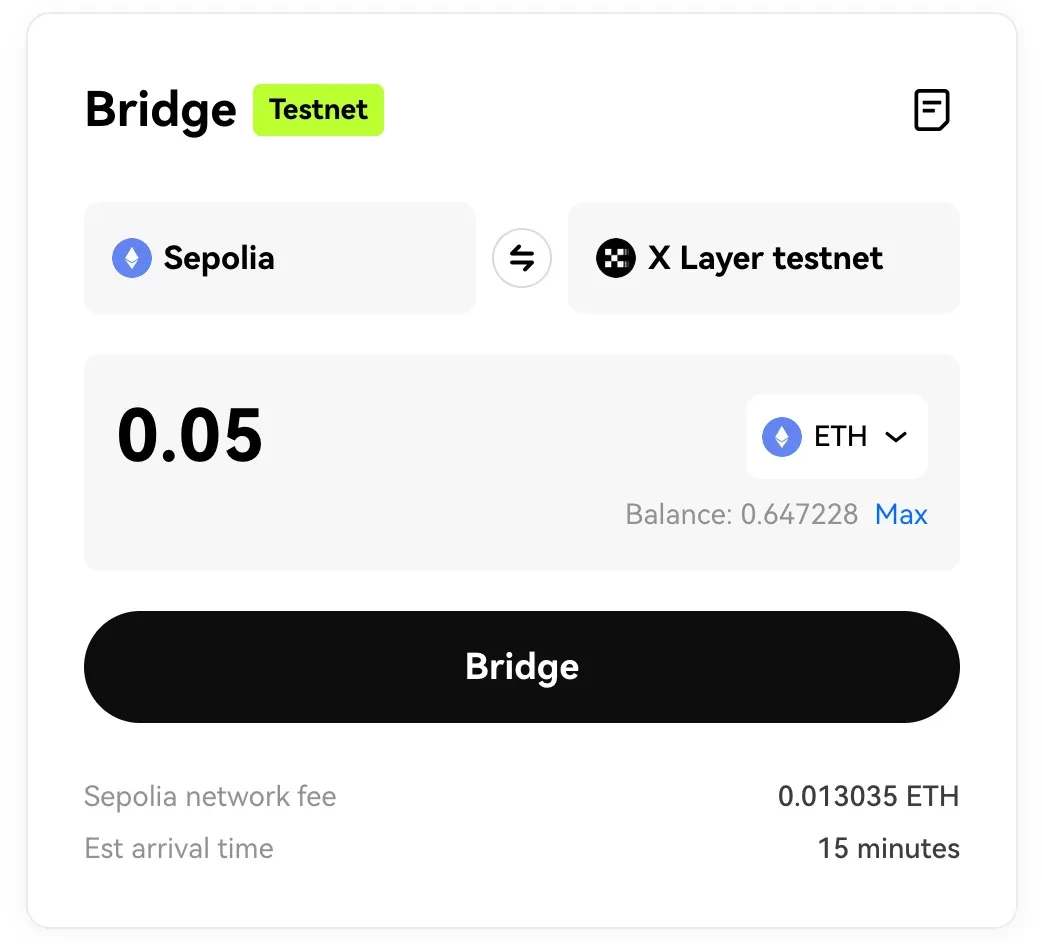 X Layer bridge input amount