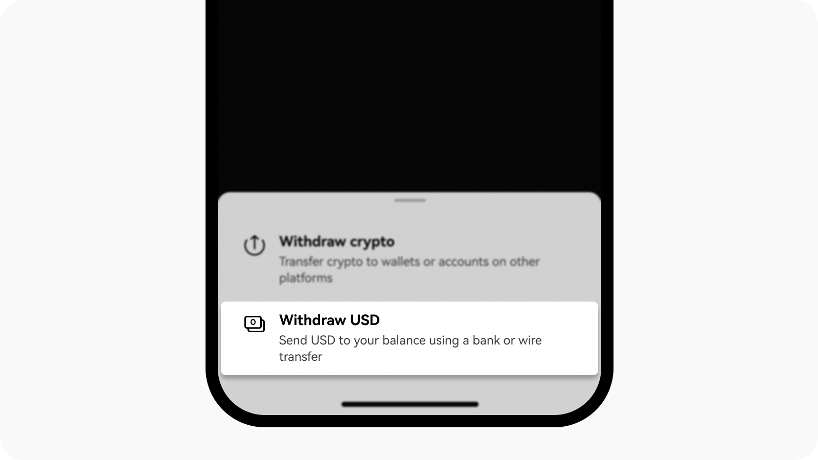 Select United States Dollar to withdraw USD on OKX app