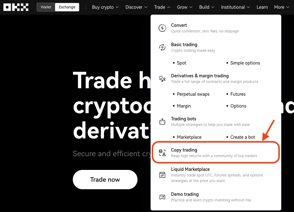 Under the trade menu in the Web Header