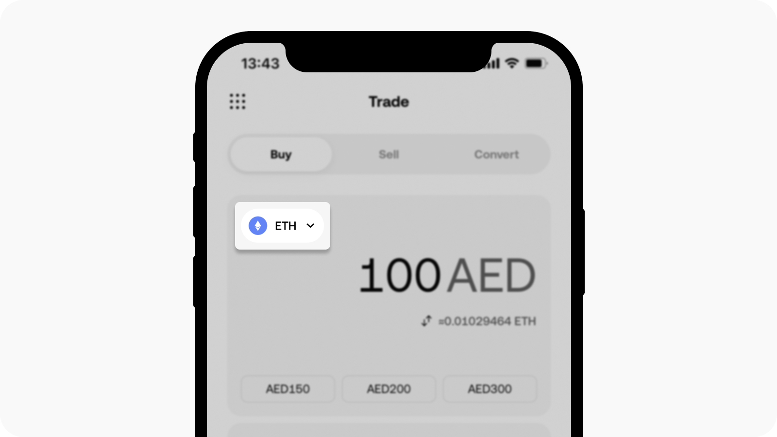 Select the crypto to buy with AED on OKX app