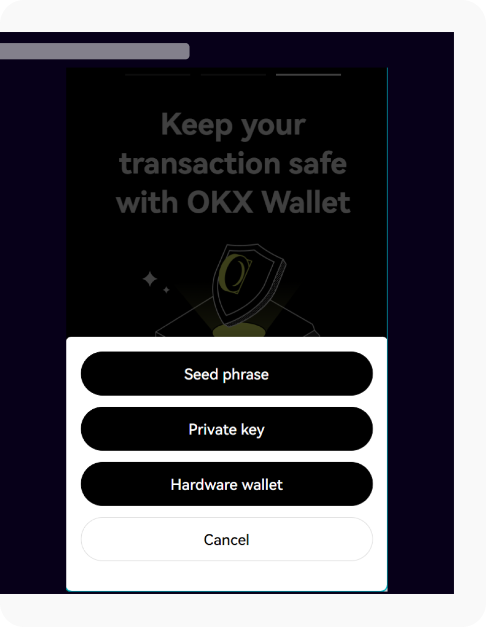 If it's your first time logging into OKX wallet, select I already have a wallet