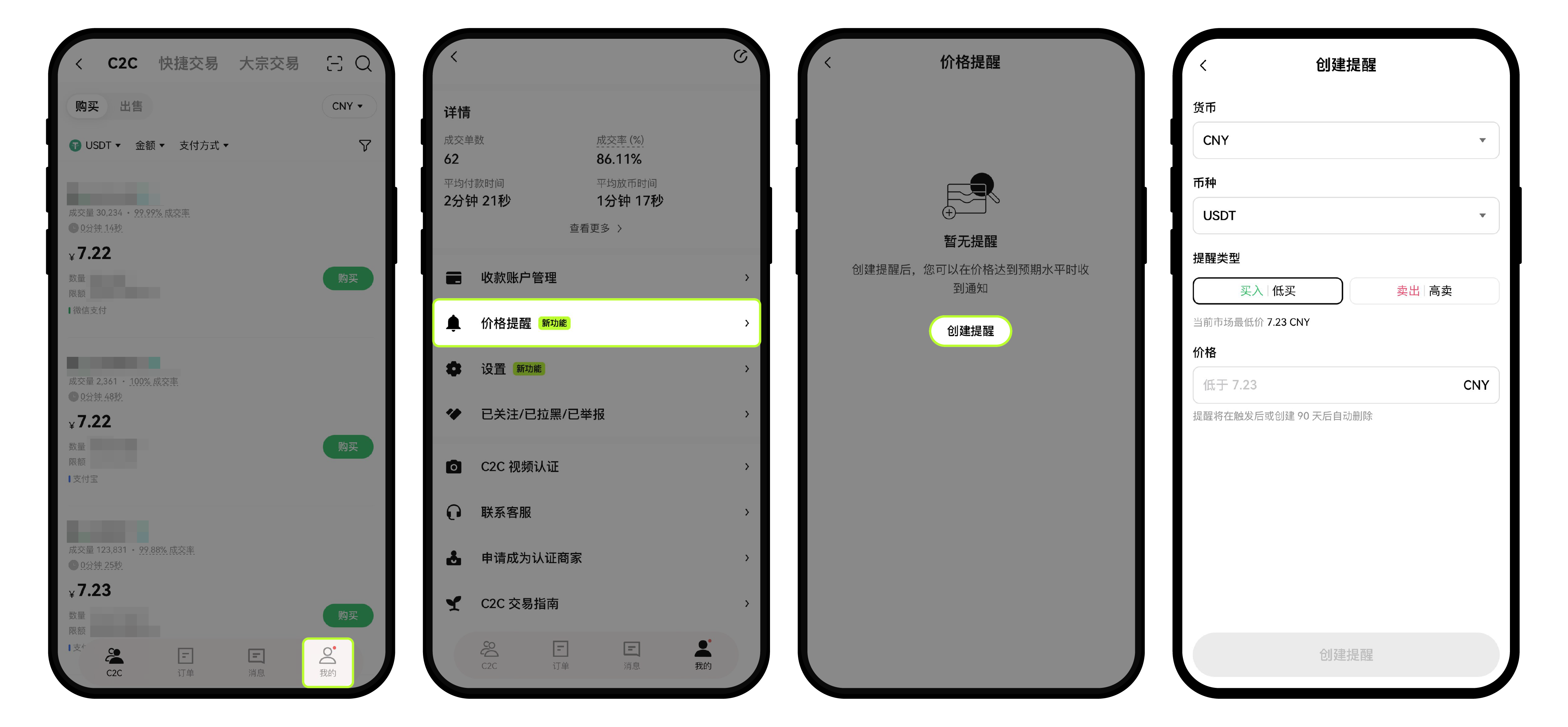 如何为 C2C 交易设置价格提醒01