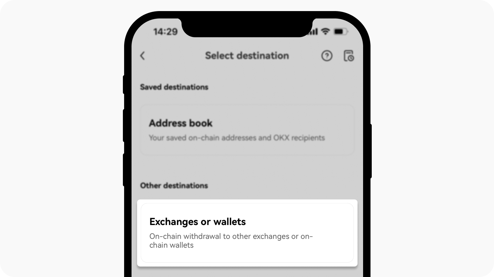 Select onchain withdrawal option on OKX global app