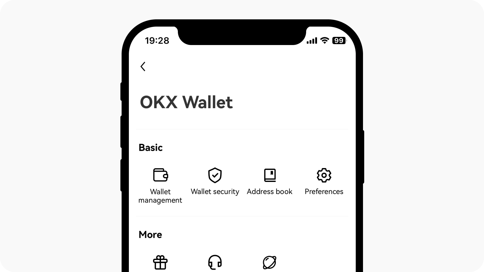 Select user center at top left corner and find Wallet management under OKX wallet