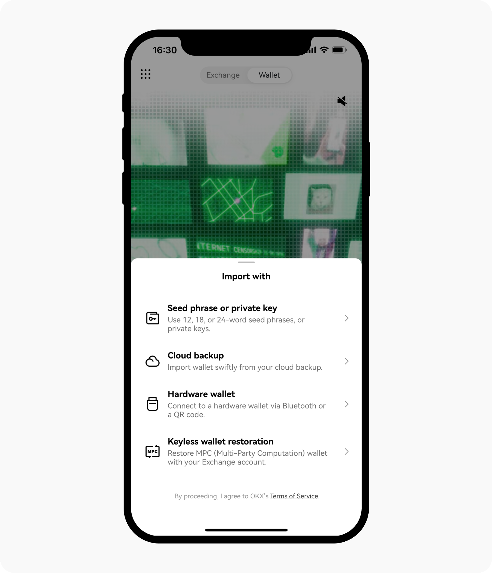 Import existing wallet on OKX app