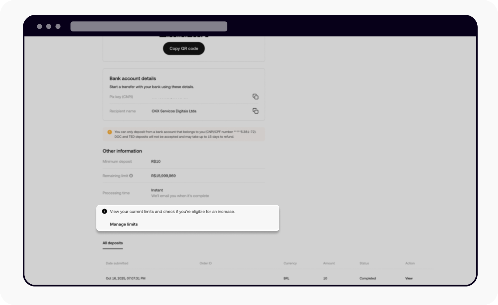 CT-Web-fiat payment-BRL manage limit