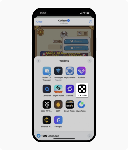 Connect your OKX wallet on Telegram mini-app