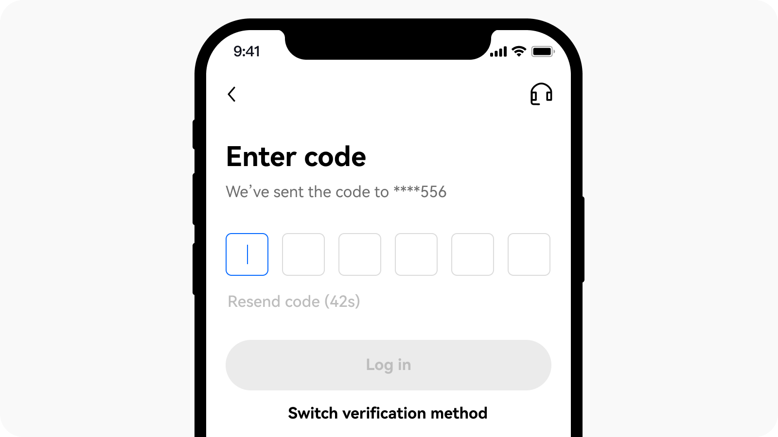 Enter Code via phone in App