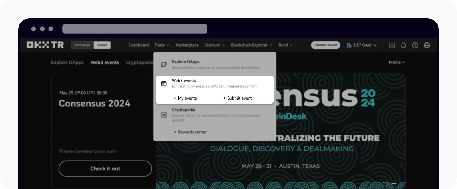Explore Web3 Event page on OKX TR web