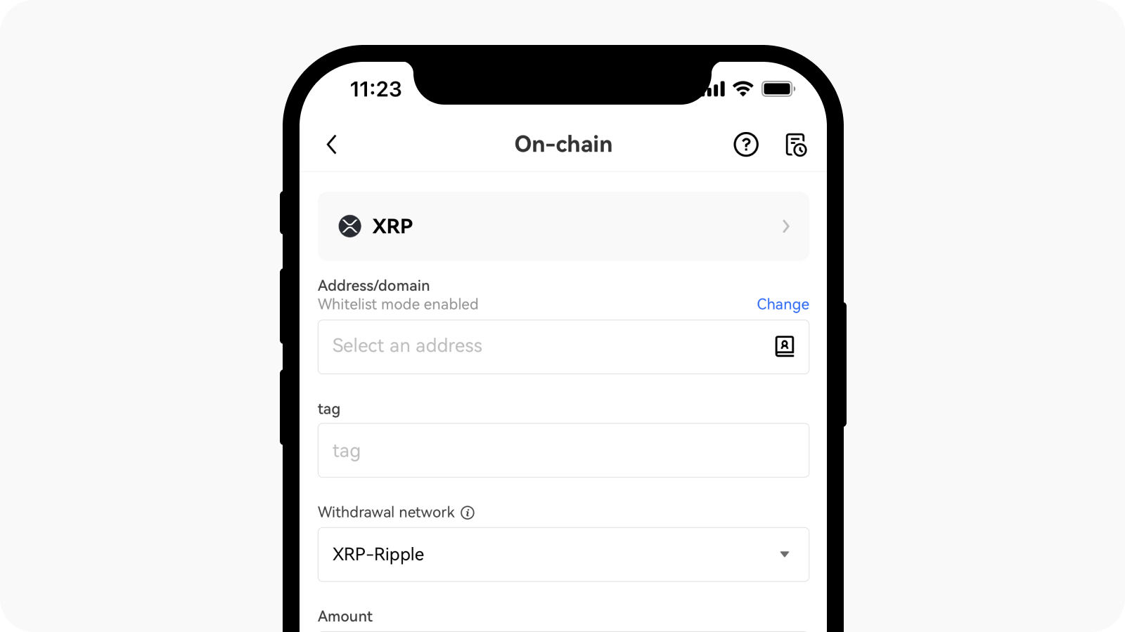 App on chain withdrawal