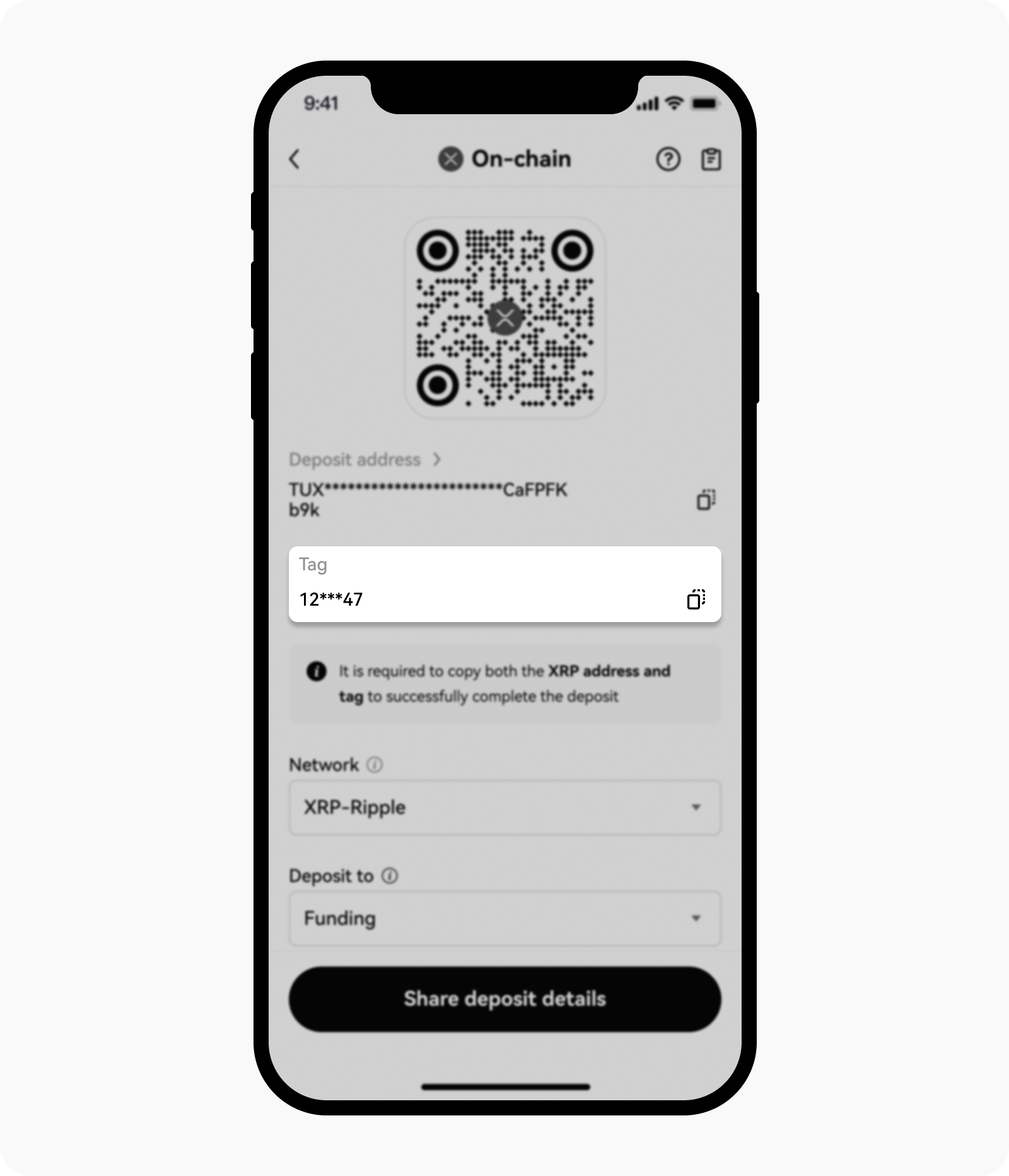 CT-app-deposit on chain view tag memo