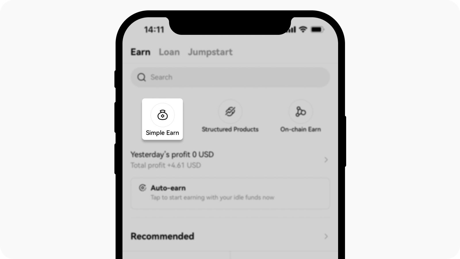 App Simple Earn Entry Page