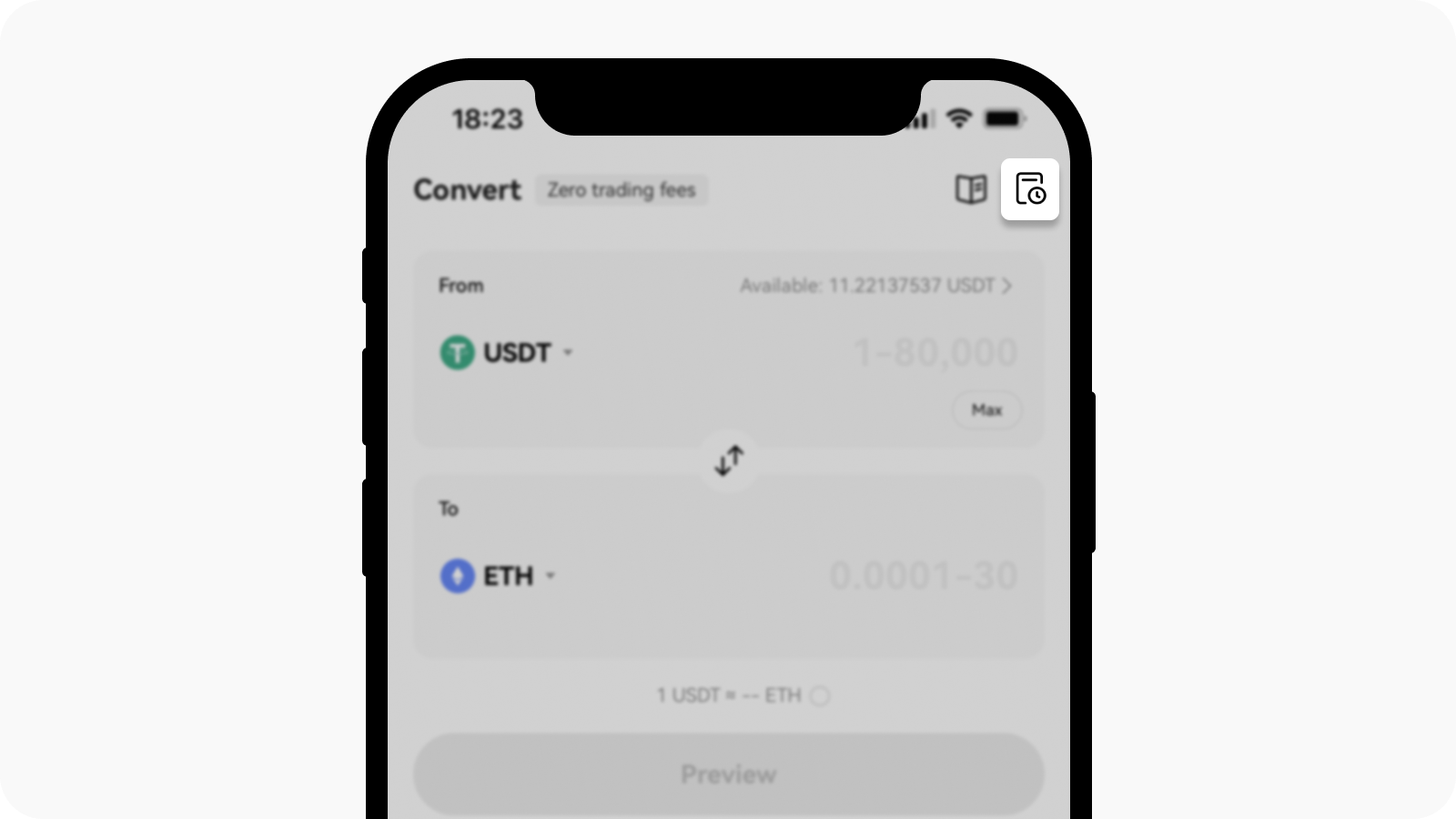 Find convert transaction history in Convert page on OKX global app