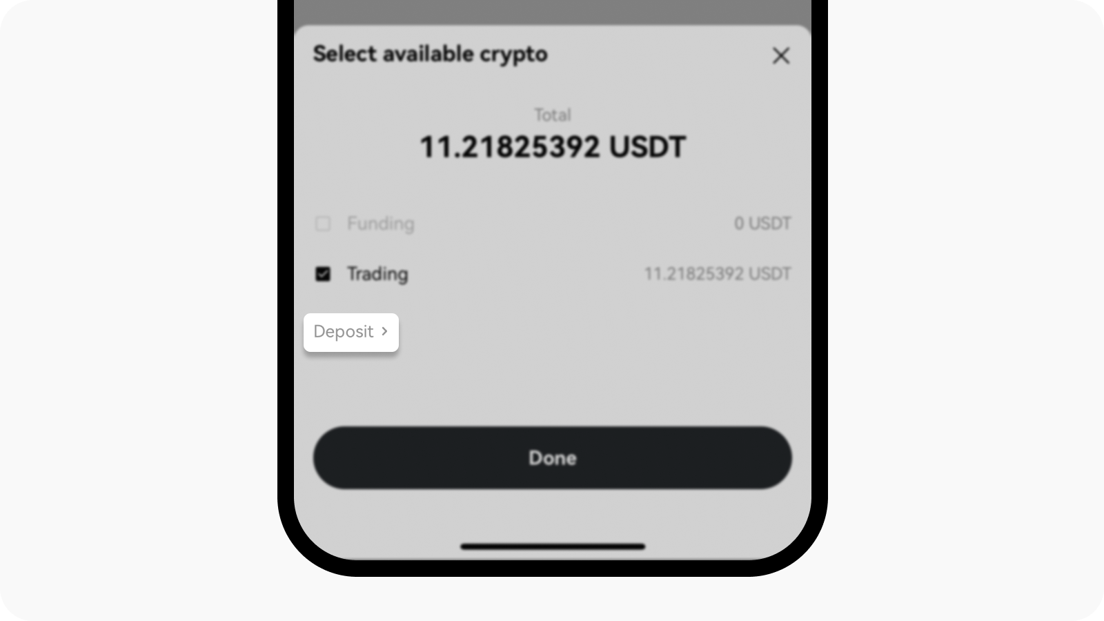 Deposit crypto to complete convert on OKX global app