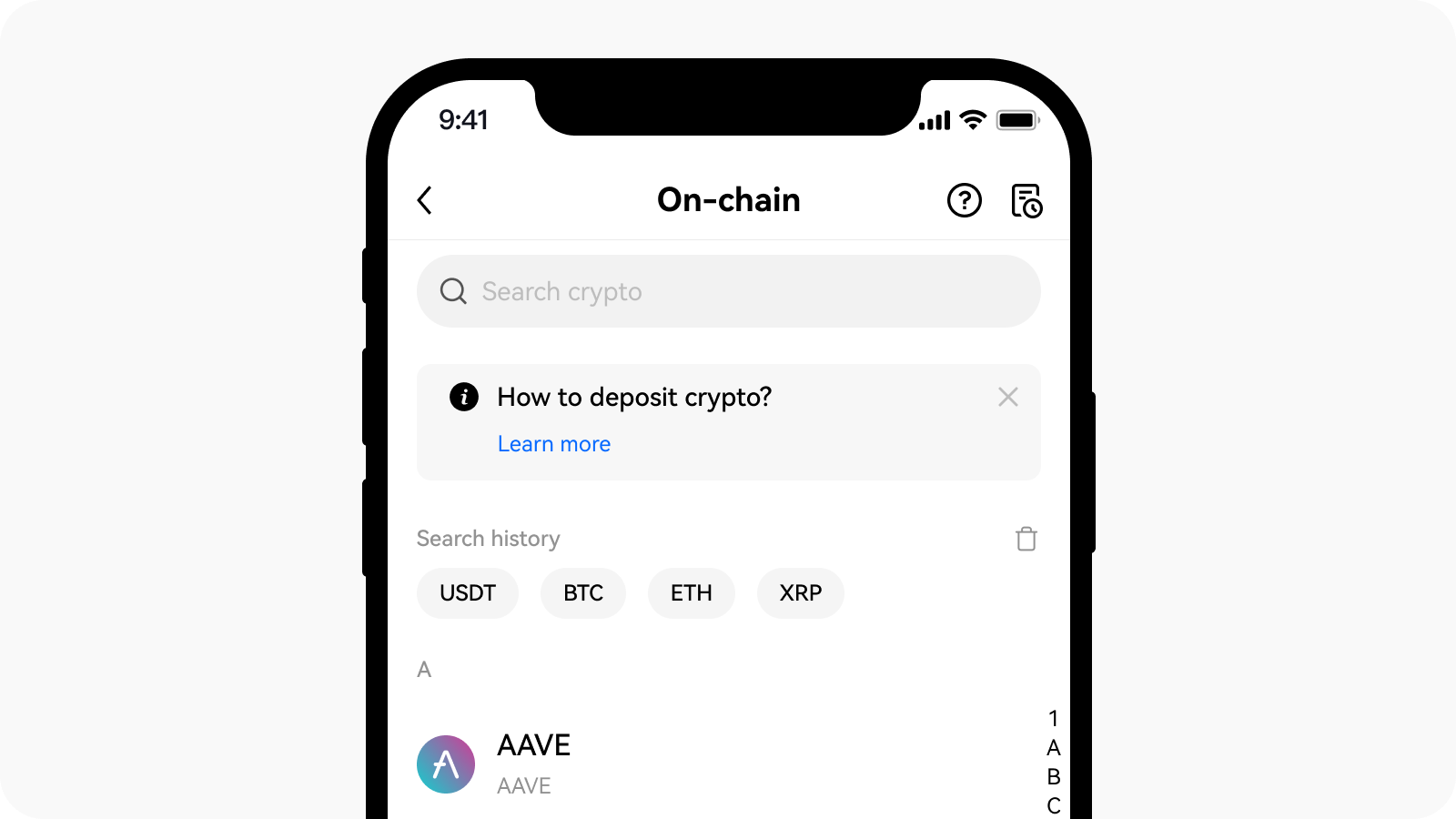 CT-app-deposit on chain select crypto