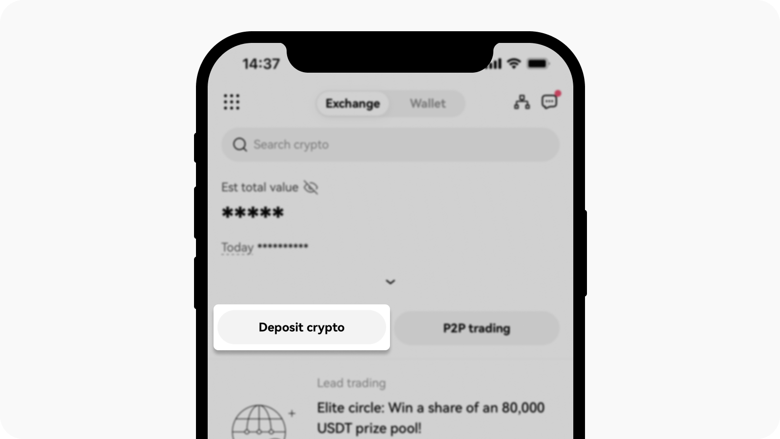 Open deposit page on OKX app home