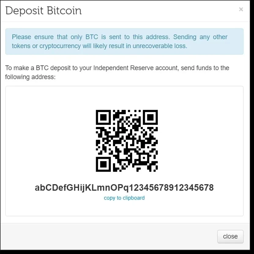 BTC address example