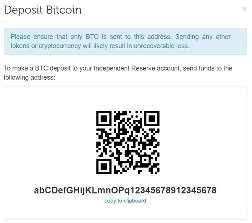 BTC address example