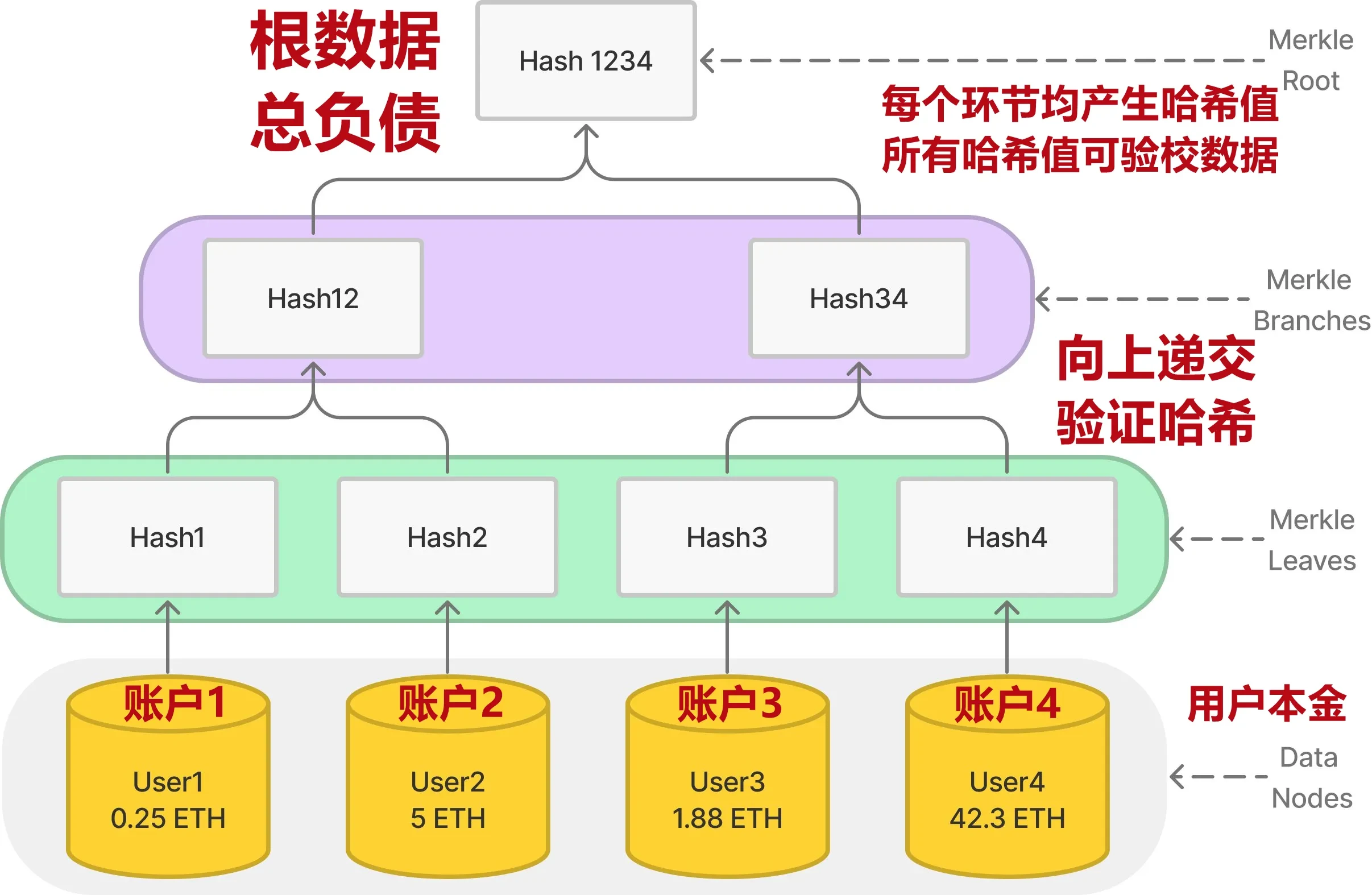 引入用户账户资产统计的默克尔树