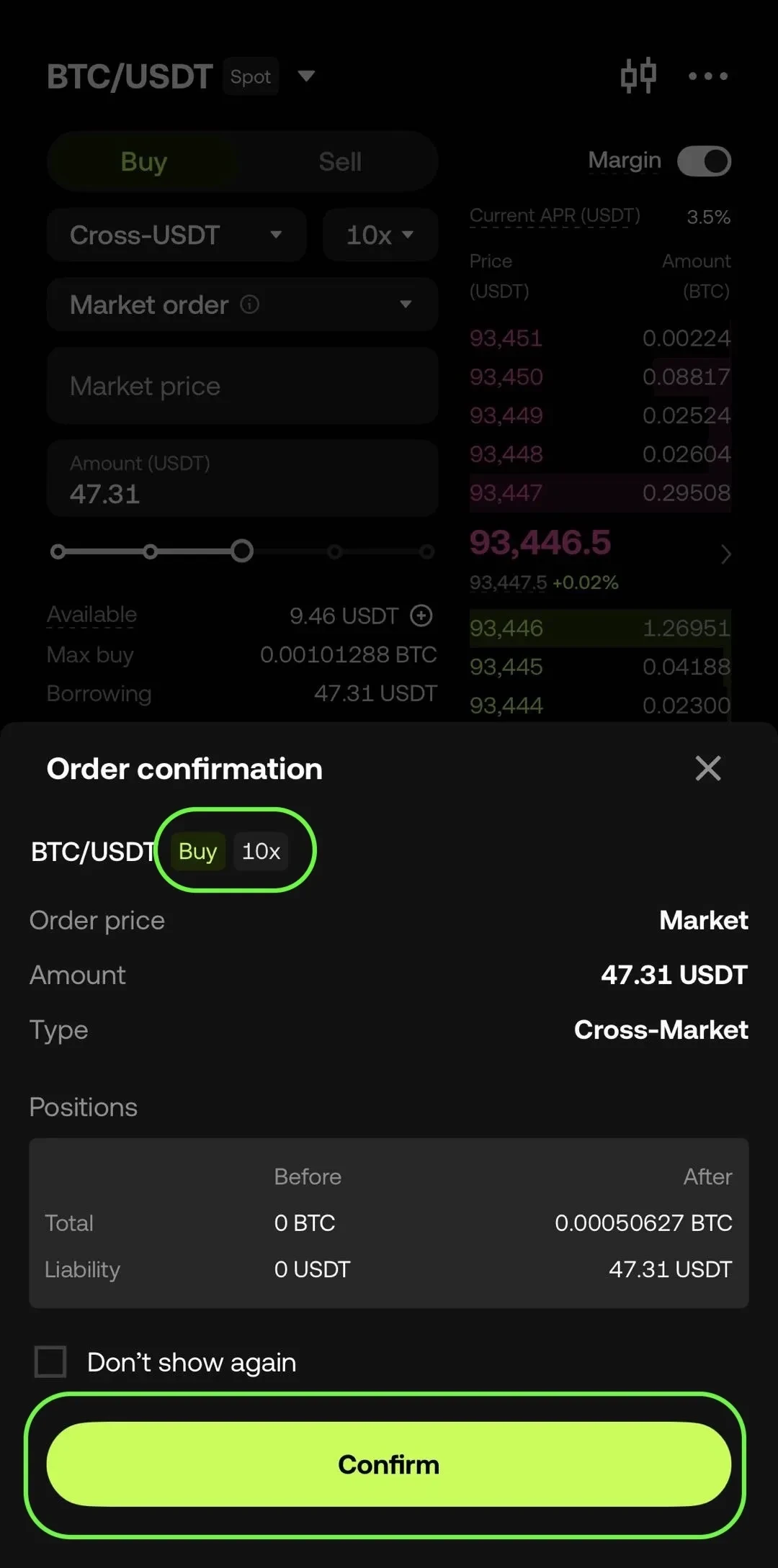 spot margin set up 4 sg