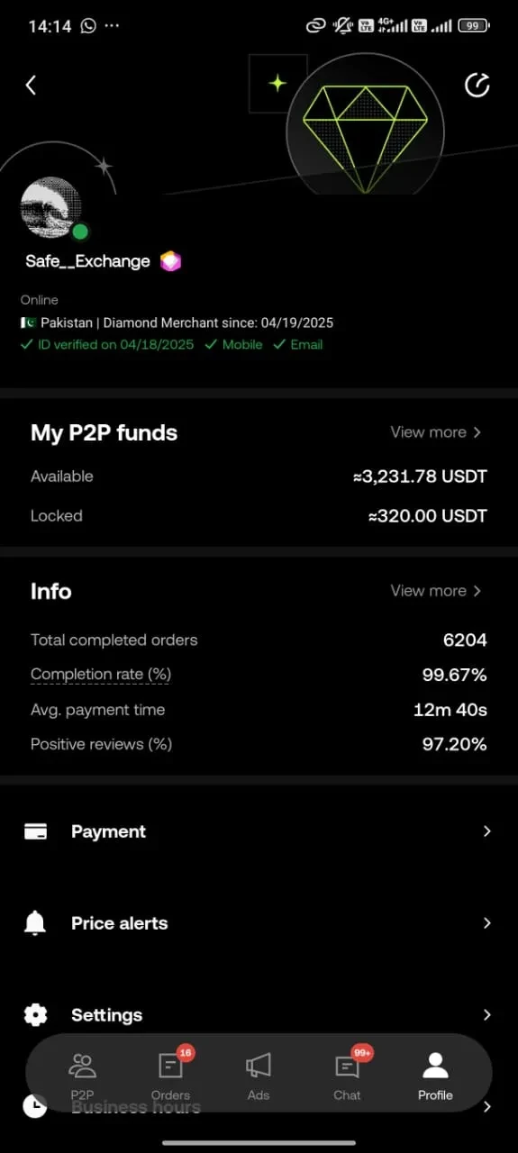 [Screenshot 3: Profile menu with Payment Methods visible]