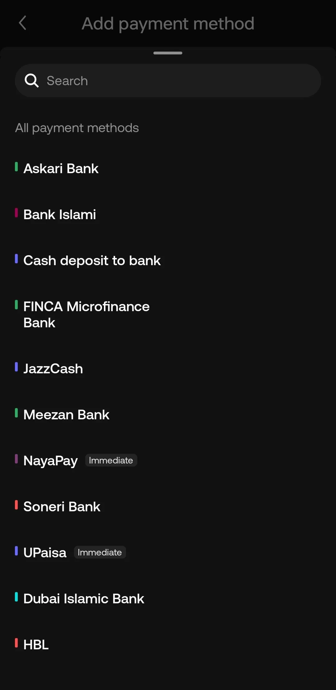 [Screenshot 4: Add Payment Method page (mobile money, bank transfer, fintech options)]