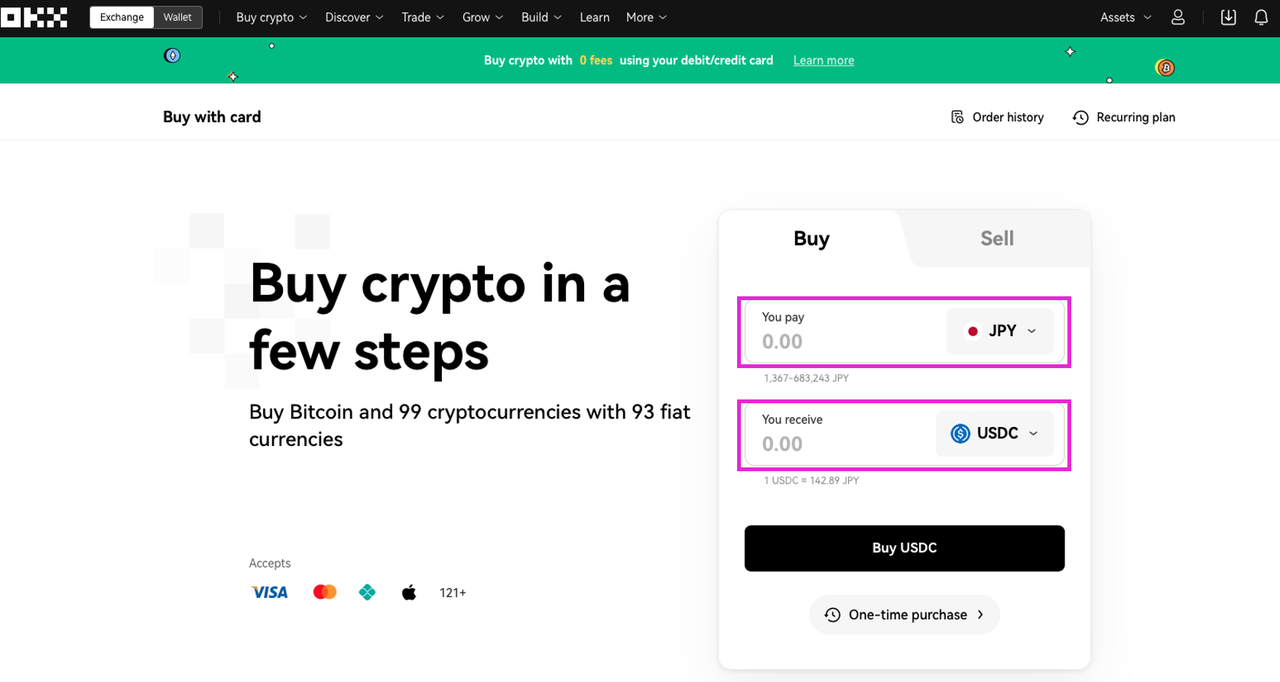 Buy crypto on OKX