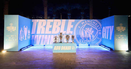 Football Fans Attend Manchester City Treble Trophy Tour Presented by OKX in Abu Dhabi, UAE