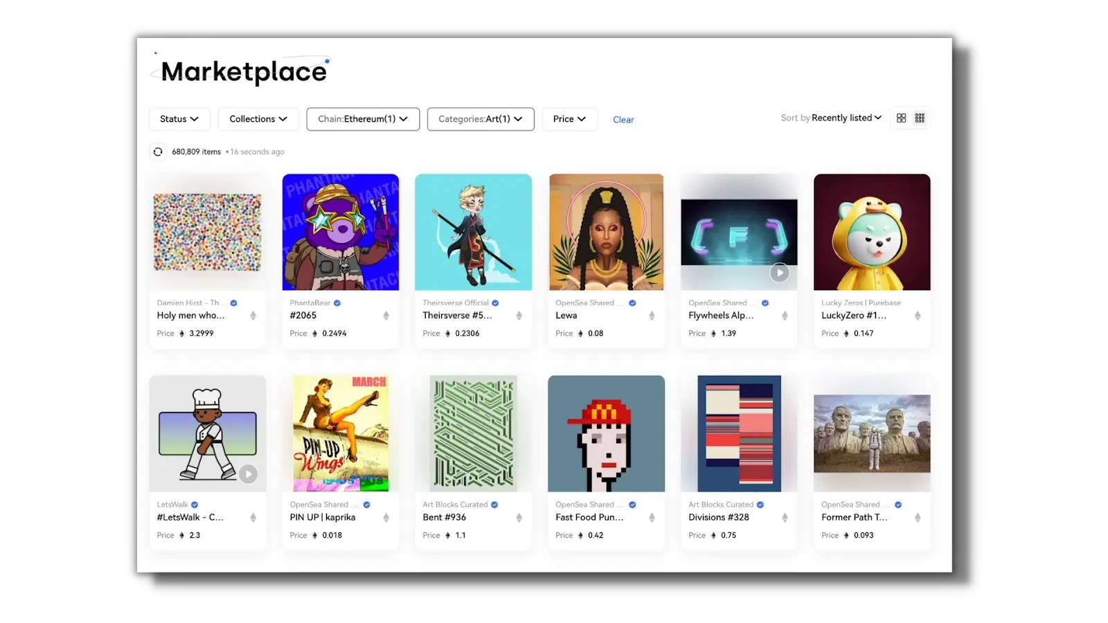 OKX NFT Marketplace section