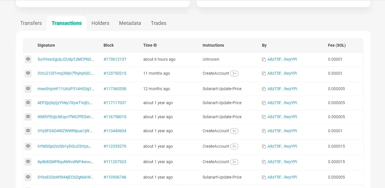 Solscan transactions tab