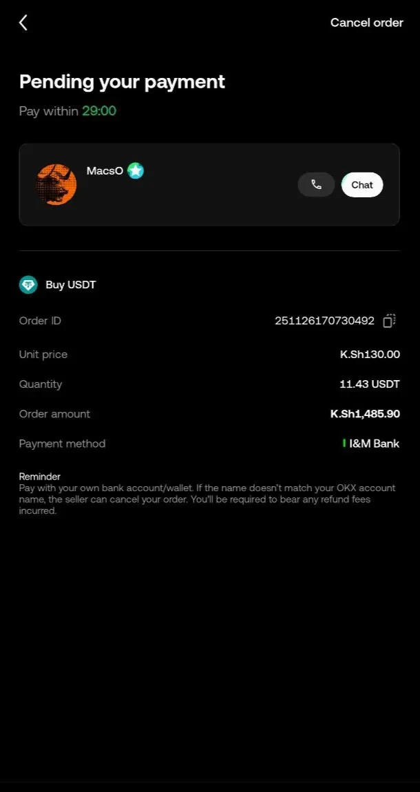 [Screenshot 7: Payment confirmation page showing seller details]