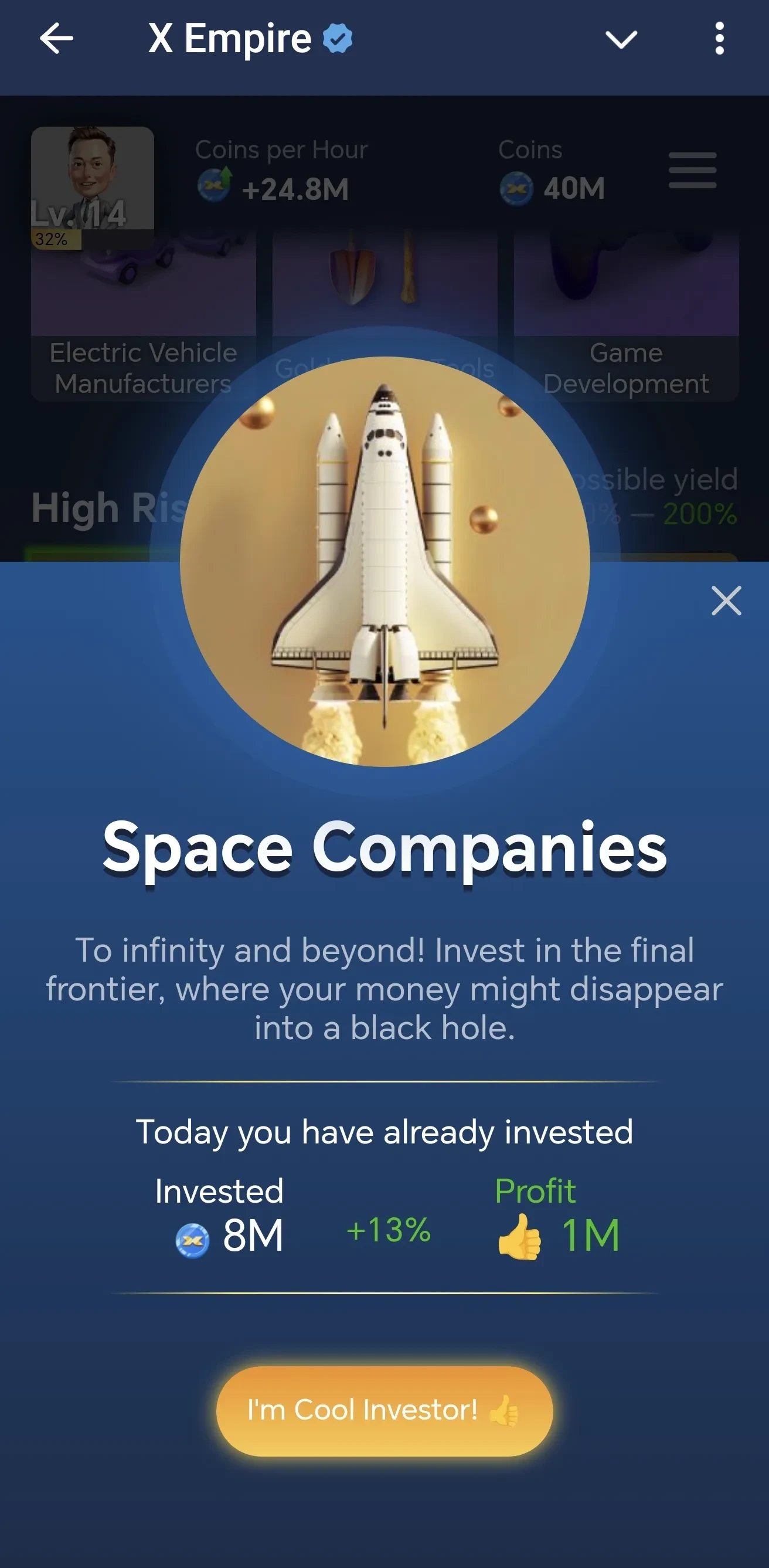 X Empire investments space companies