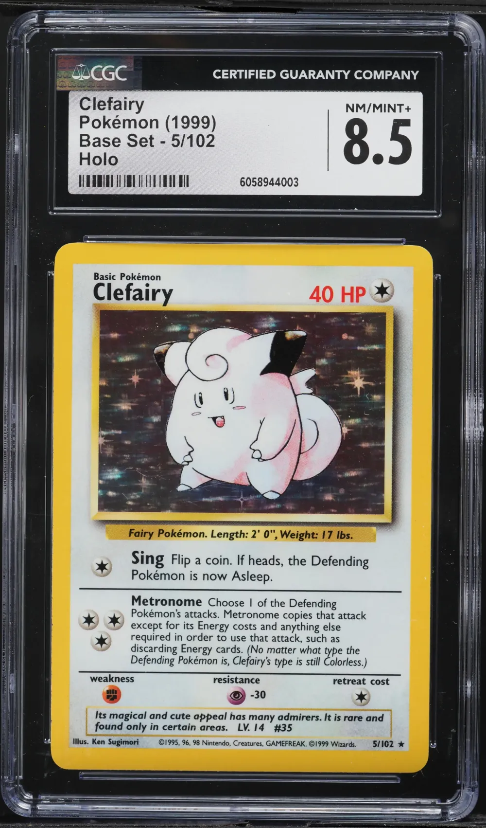 1999 #5 Clefairy-Holo CGC 8.5 Ga