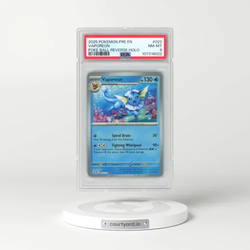 2025 Pokémon Pre EN-Prismatic Evolutions #022 Vaporeon - Reverse Holo Poke Ball (PSA 8 NM-MT)