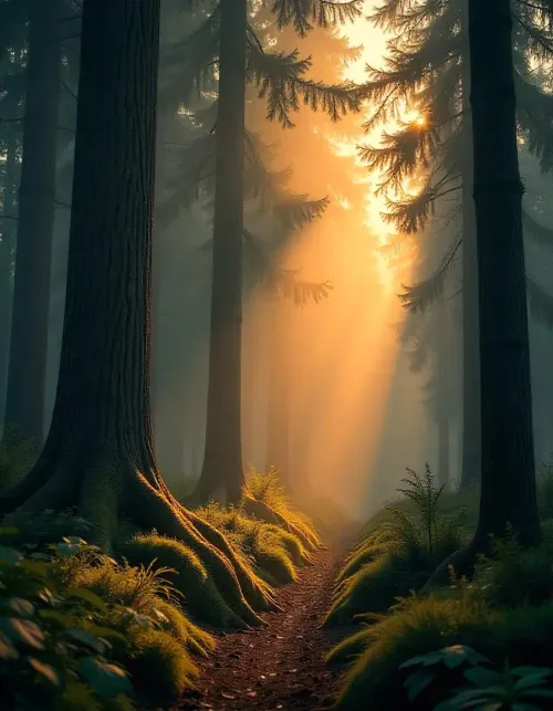 Beautiful sunrise in the morning forest #5