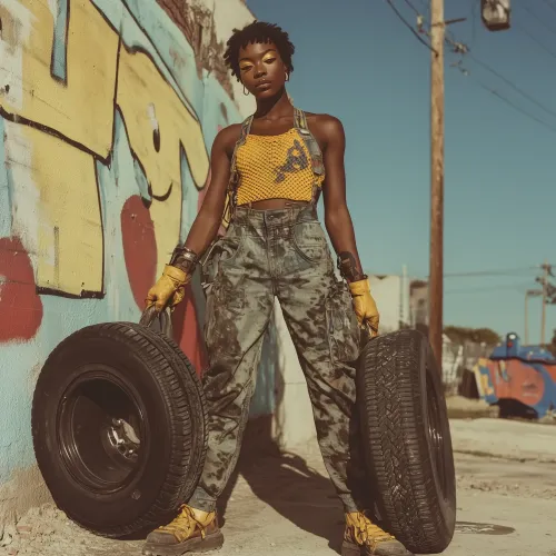 Woman with two tires #18