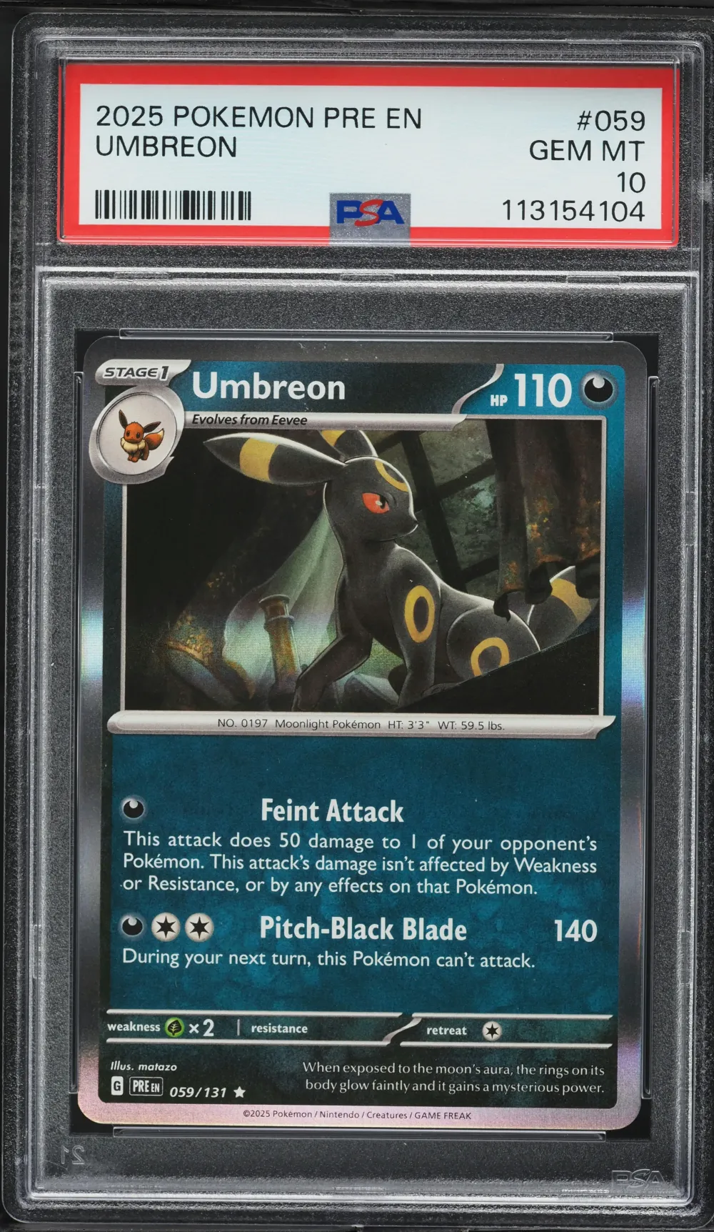 2025 #059 Umbreon PSA 10 Pre EN-
