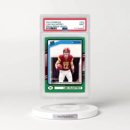 2024 Panini Donruss #302 Luke McCaffrey - Press Proof Green (PSA 9 MINT)