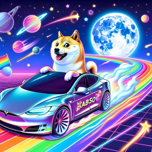 Kabosu on Rainbow Road to the Moon in Tesla #2