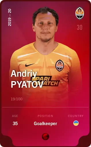 AndriyPyatov2019-20•Rare19/100 #9886922493647012798537895380932760711540211188588089879559589335619609349248