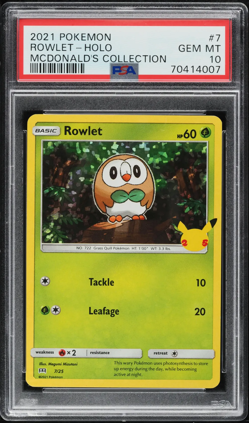 2021 #7 Rowlet-Holo PSA 10 Mcdon