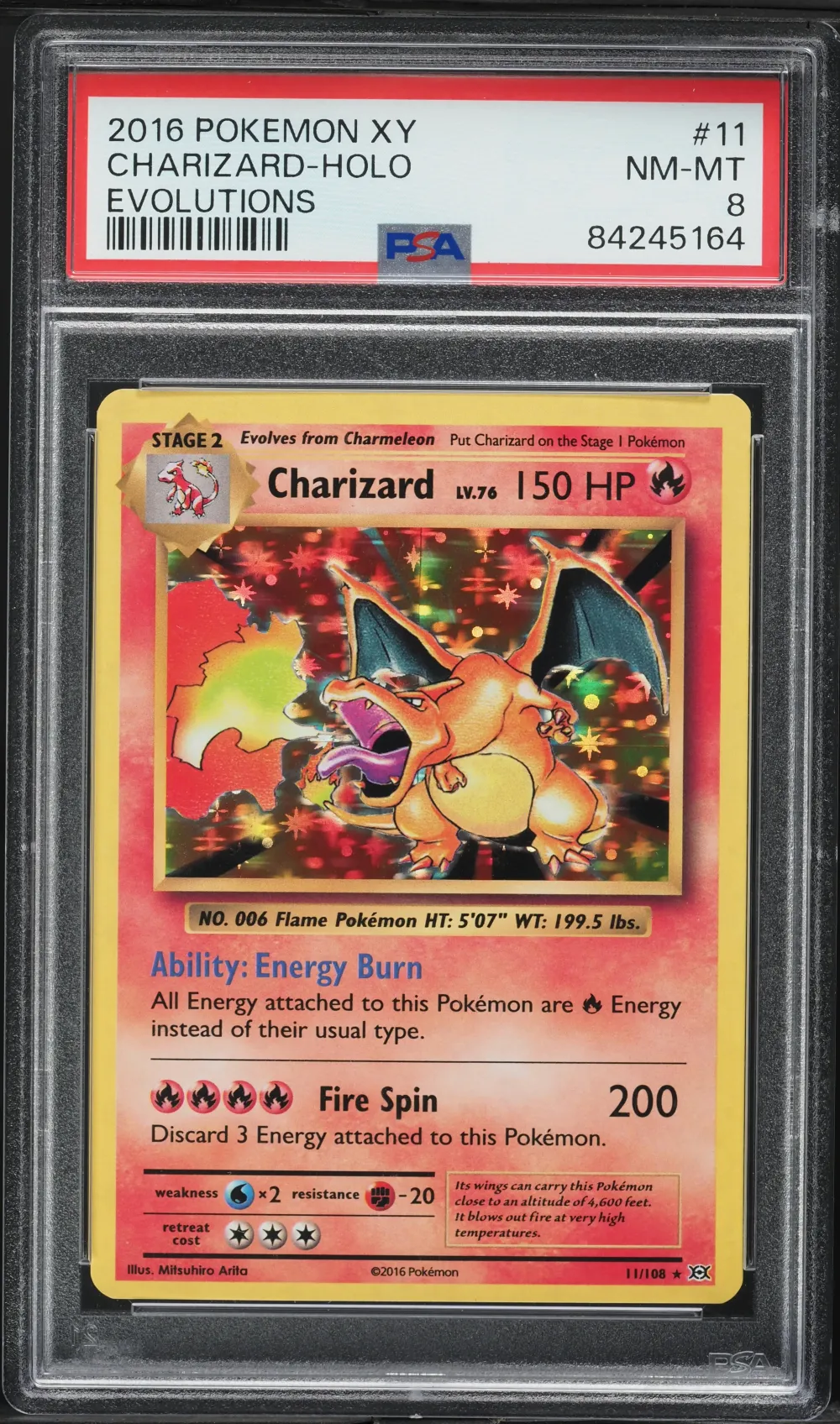 2016 #11 Charizard-Holo PSA 8 XY