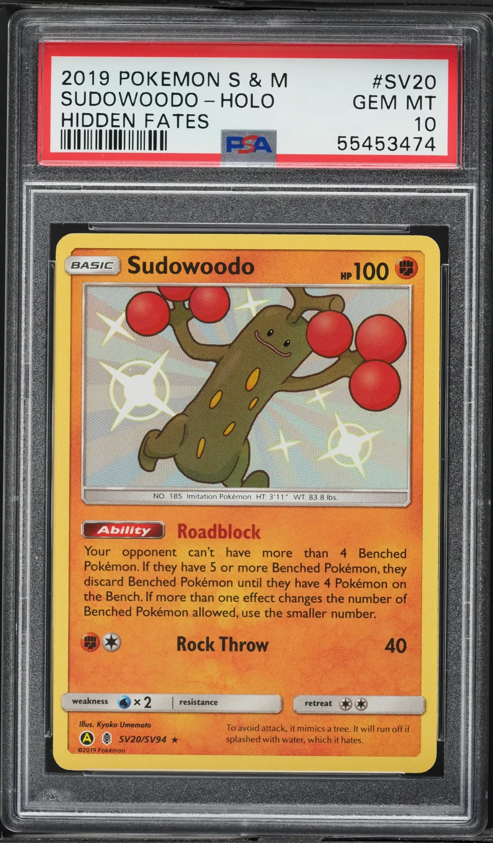 2019 #SV20 Sudowoodo-Holo PSA 10