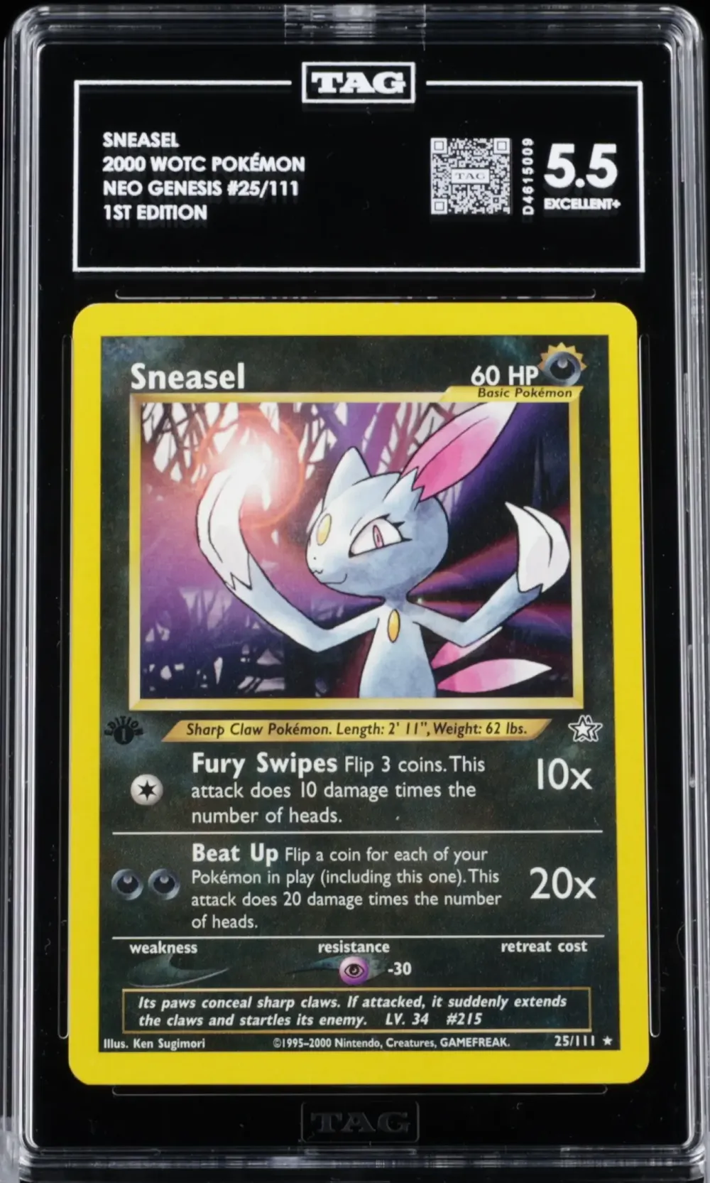 2000 #025 SNEASEL TAG 5.5 POKEMO