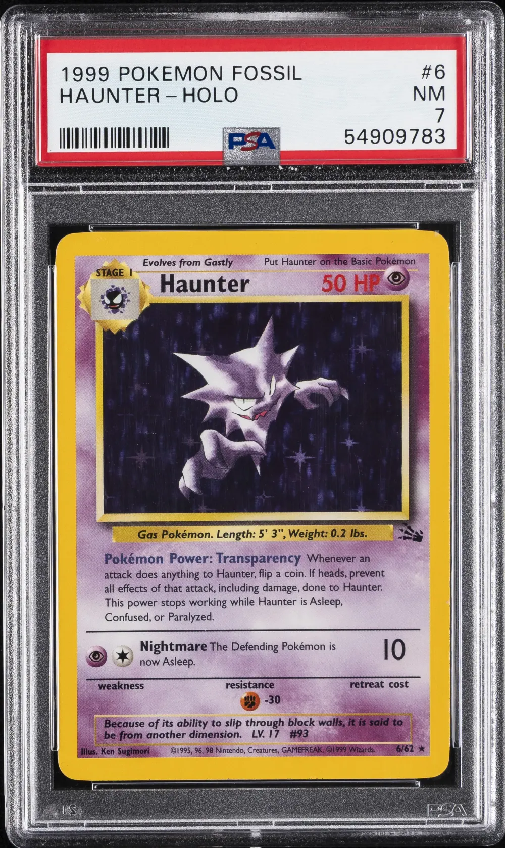 1999 #6 Haunter-Holo PSA 7 Fossi