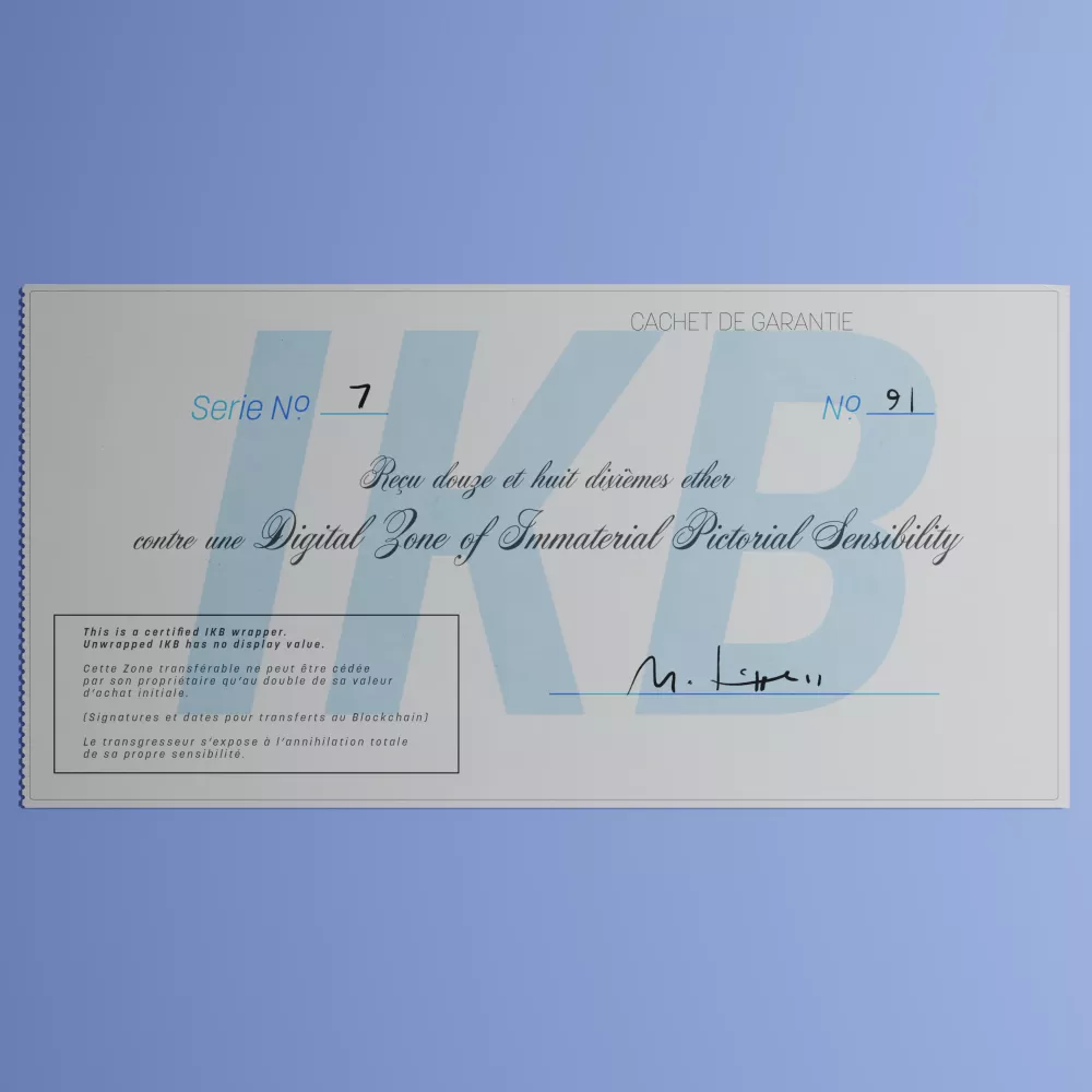 DigitalZoneofImmaterialPictorialSensibility,Series7,Edition91.(Wrapped) #91