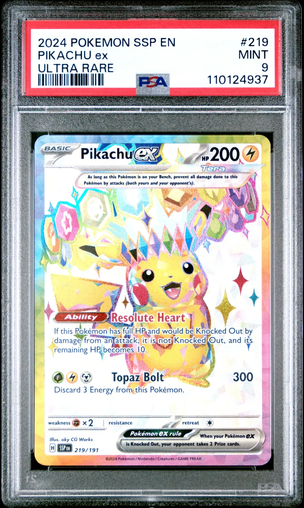 2024 #219 Pikachu EX PSA 9 Ssp E