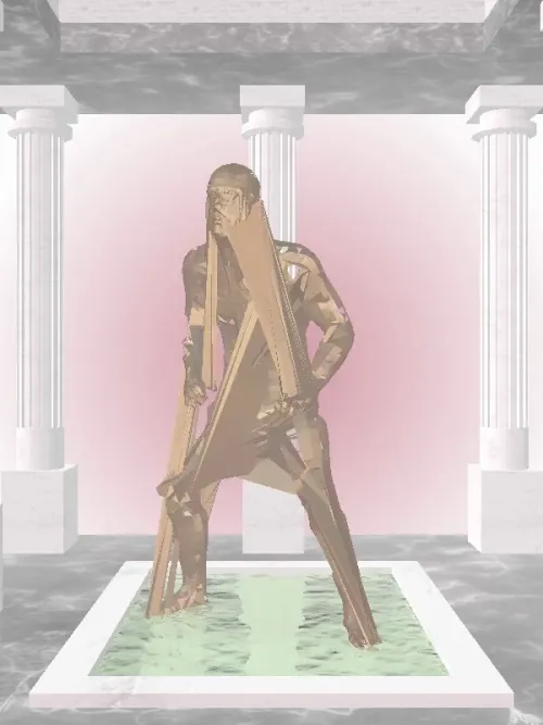The Fragmented Kicking Old Bronze Man #2869