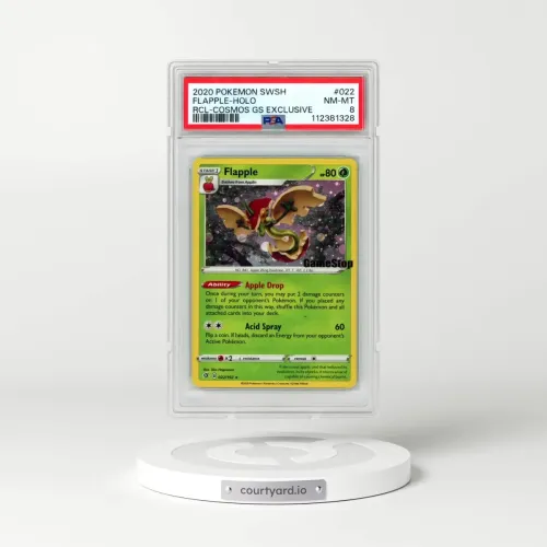 2020 Pokémon Sword & Shield Rebel Clash #022 Flapple - Holo Cosmos Gamestop Exclusive (PSA 8 NM-MT)