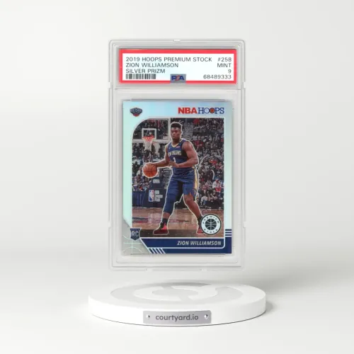 2019 Panini Hoops Premium Stock #258 Zion Williamson - Silver Prizm (PSA 9 MINT)